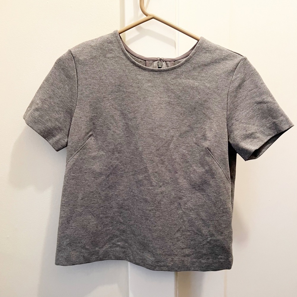 Everlane Gray Boxy Blouse Small Short Sleeve Minimalist Work Careerwear Cotton